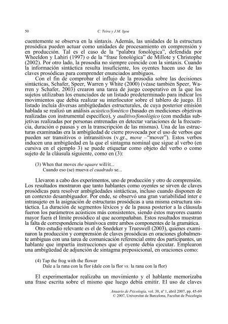 Relaciones entre la prosodia y la sintaxis en el ... - RACO