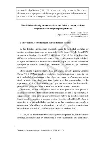 Modalidad oracional y entonación discursiva. Sobre el ... - Val.Es.Co