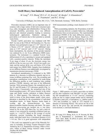 Swift Heavy Ion-Induced Amorphization of CaZrO3 Perovskite* - GSI