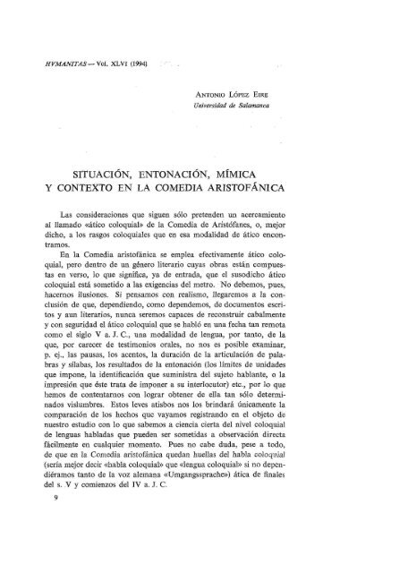 situación, entonación, mímica y contexto en la comedia ar1stofán1ca