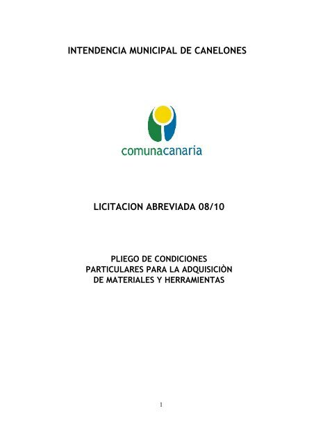 intendencia municipal de canelones licitacion ... - Comuna Canaria