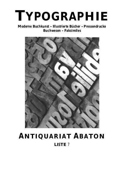 TYPOGRAPHIE - Abaton Antiquariat