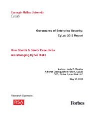 Governance of Enterprise Security: CyLab 2012 Report How ... - RSA