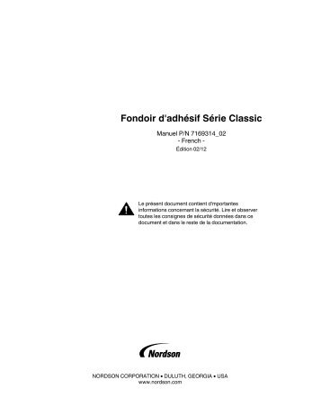 Classic Series Melter - Nordson eManuals! - Nordson Corporation