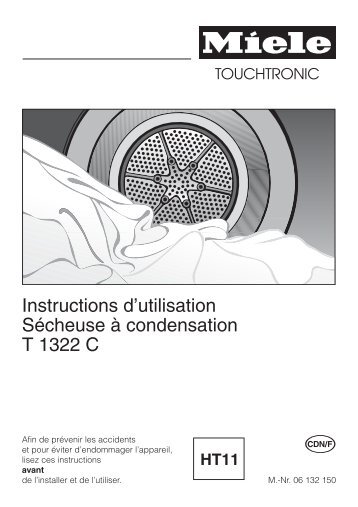 Instructions d'utilisation Sécheuse à condensation T 1322 C - Miele