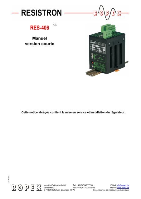 Betriebsanleitung RES-401 - ropex.de