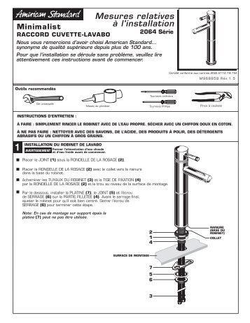 Mesures relatives à l'installation - American Standard ProSite