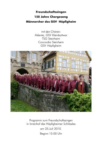 Programm zum Freundschaftssingen 02-06-2010 ... - GSV HÃ¶pfigheim