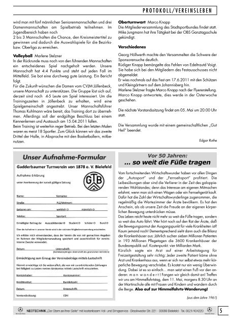 Ausgabe Mai 2011 - Gadderbaumer Turnverein v. 1878 eV Bielefeld