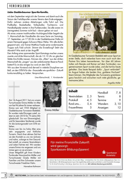 Ausgabe September 2011 - Gadderbaumer Turnverein v. 1878 eV ...