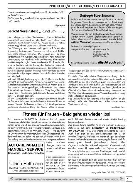Ausgabe September 2011 - Gadderbaumer Turnverein v. 1878 eV ...