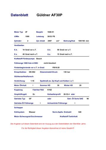 Datenblatt Güldner AF30P - Güldner-Traktoren