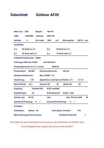 Datenblatt Güldner AF20 - Güldner-Traktoren