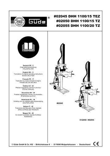 02045 DHH 1100/15 TEZ #02050 DHH 1100/15 TZ #02055 ... - Güde