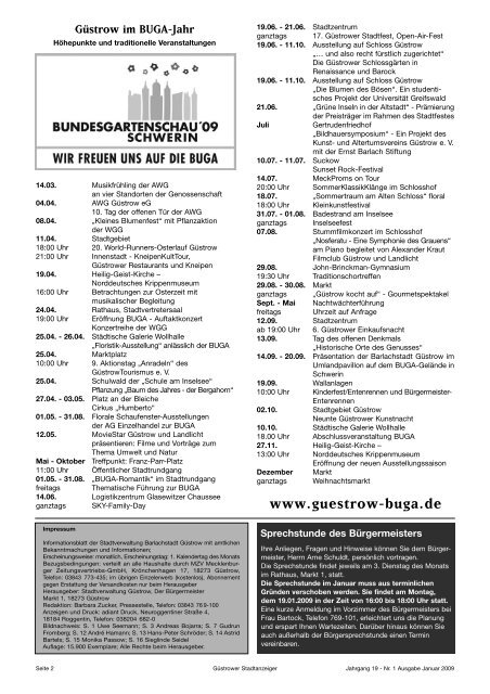 Güstrower Stadtanzeiger Nr. 1 Januar 2009 - Barlachstadt Güstrow