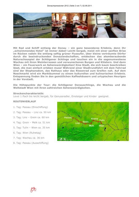 Donauimpressionen 2012 | Seite 1 von 7 - Sackmann Fahrradreisen