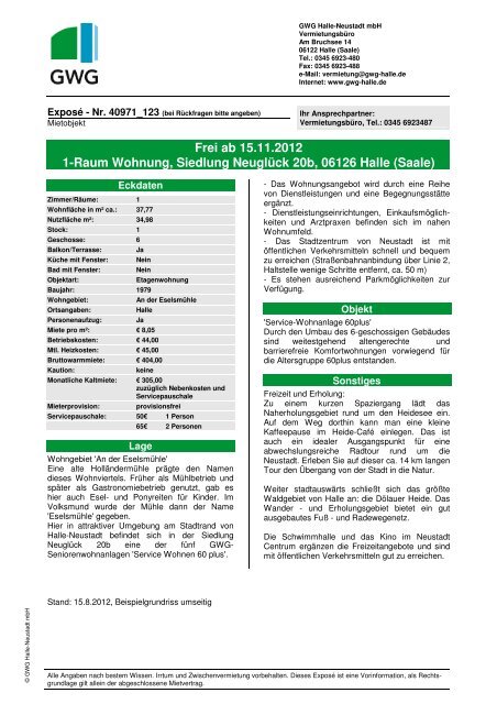 2-Raum Wohnung, Siedlung Neuglück 20b, 06126 Halle (Saale)