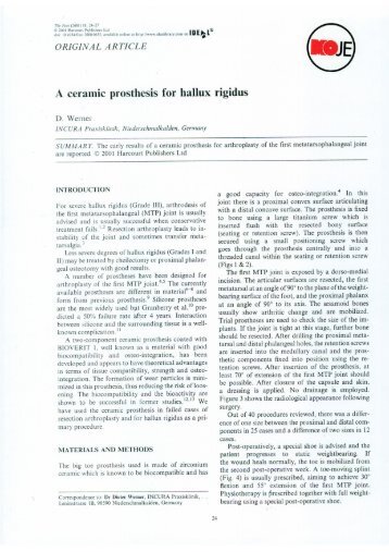 A ceramic prosthesis for hallux rigidus - G.-Wiehebrink