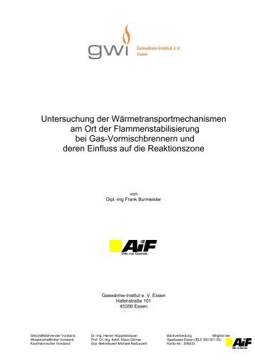 Untersuchung der Wärmetransportmechanismen am Ort der ... - GWI