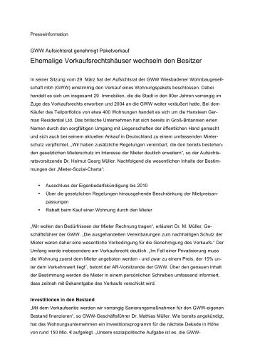 PM Paketverkauf - GWW Wiesbadener Wohnbaugesellschaft mbH