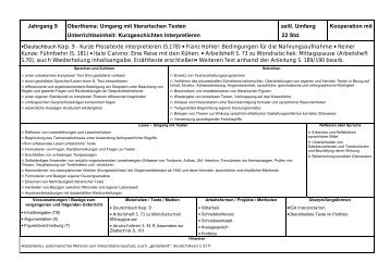 Jahrgang 9 Oberthema: Umgang mit literarischen Texten ...