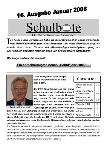 16. Ausgabe.Schulbote Jan.2008 - Gymnasium Kaltenkirchen