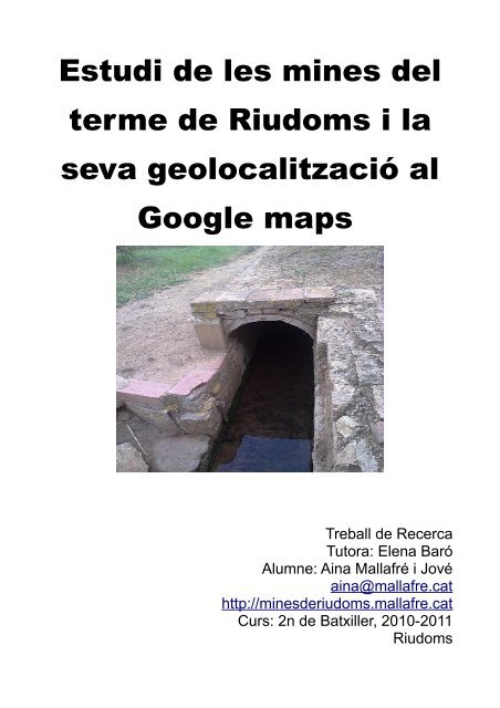 Les mines de Riudoms - Mines d'aigua al terme de Riudoms