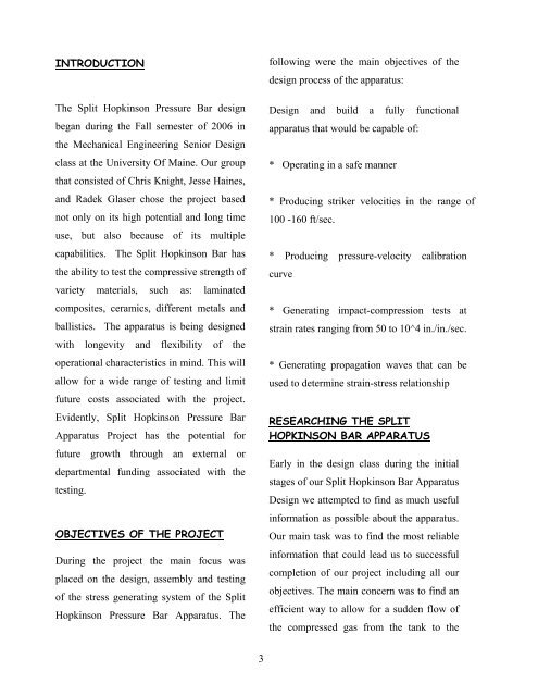 design and characteristics of a split hopkinson pressure bar apparatus