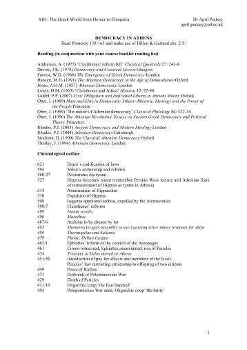 DEMOCRACY IN ATHENS Read Pomeroy 138-165 and make use ...