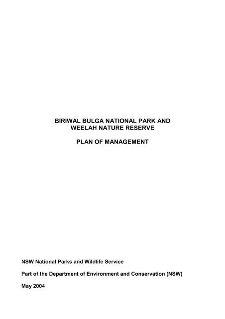 Biriwal Bulga National Park and Weelah Nature Reserve - plan of ...