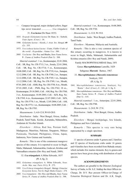 Vol. 111 - Part I - Zoological Survey of India