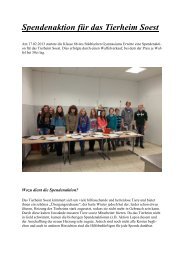 Spendenaktion für das Tierheim Soest - Städtischen Gymnasiums ...