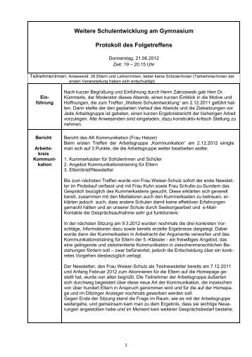 Protokoll des Folgetreffens zur Schulentwicklung am 21.6.2012