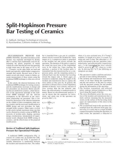 Split-Hopkinson Pressure Bar Testing of Ceramics - REL Inc.