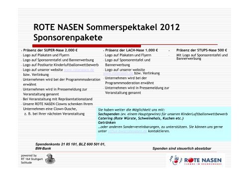 ROTE NASEN Sommerspektakel 2012 Sponsorenpakete
