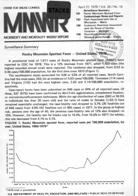 Rocky Mountain Spotted Fever - United si^ef978/«n?e^ &/