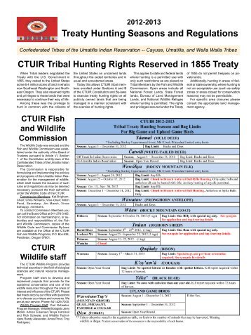 CTUIR Hunting Regulations - Confederated Tribes of the Umatilla ...
