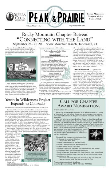 Aug/Sept 2001 (pdf) - Sierra Club Rocky Mountain Chapter