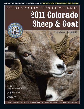 Colorado Division of Wildlife 2011 Sheep and Goat brochure