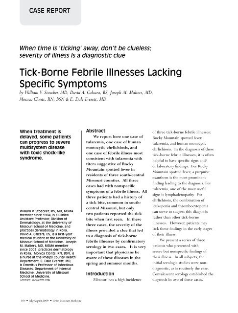 Tick-Borne Febrile Illnesses Lacking Specific Symptoms
