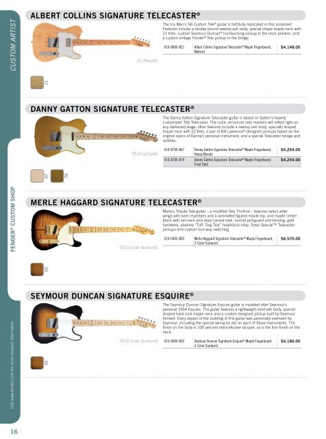 2008 winter price list | eFFective January 1, 2008 | Msrp for Fender ...