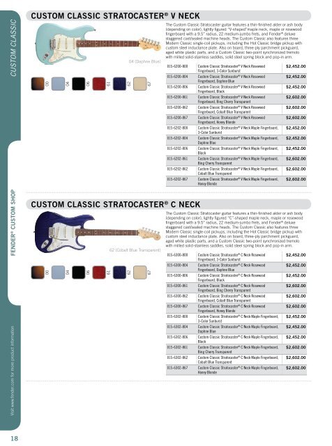 2008 winter price list | eFFective January 1, 2008 | Msrp for Fender ...