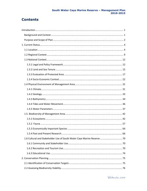 Management Plan - Glover's Reef Marine Reserve