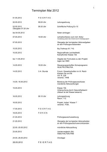 Ablaufplan Vorbereitungswoche