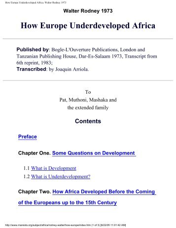 How Europe Underdeveloped Africa. Walter Rodney 1973 - Oozebap