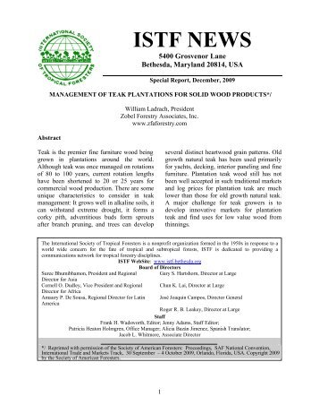 Management of Teak Plantations for Solid Wood Products - of the ...