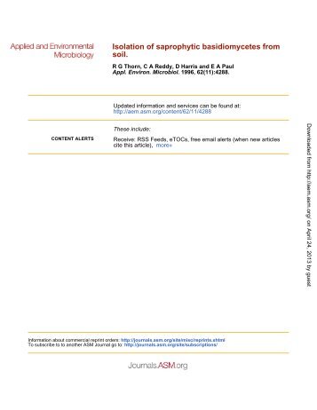 Isolation of Saprophytic Basidiomycetes from Soil - Applied and ...