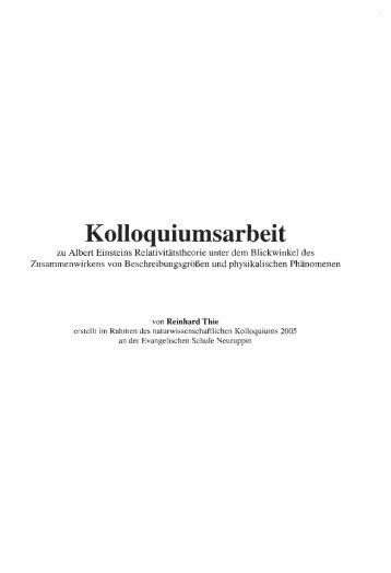 Kolloquiumsarbeit - Evangelische Schule Neuruppin