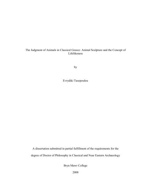 The Judgment of Animals in Classical Greece: Animal Sculpture and ...