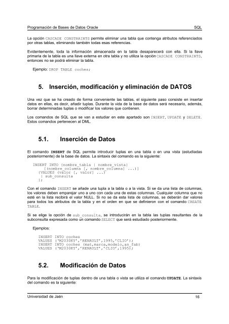 PRÁCTICAS DE BASES DE DATOS I - Universidad de Jaén
